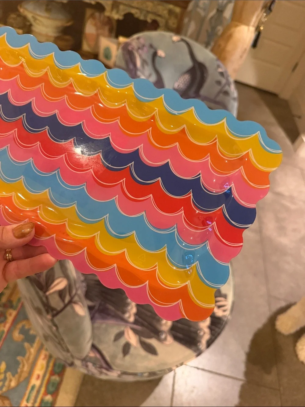 Packed Party Multicolor Scalloped Party Tray - Party Table Decor